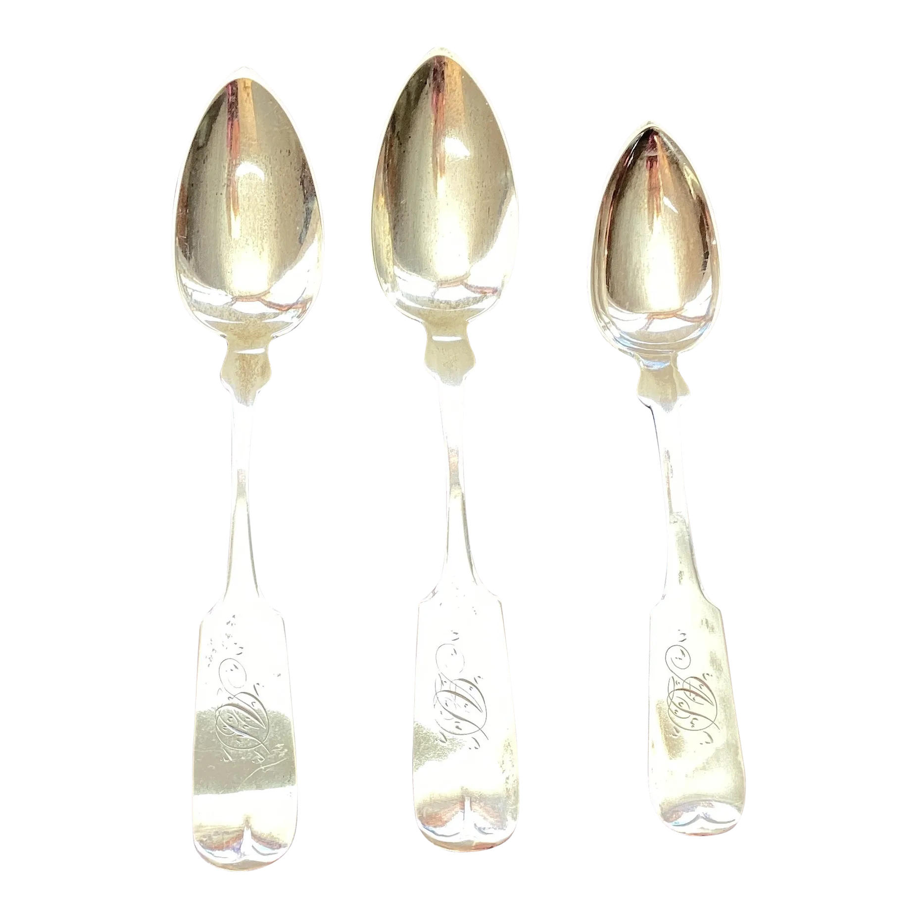 Antique American Coin Silver Spoons by Squire- Set of