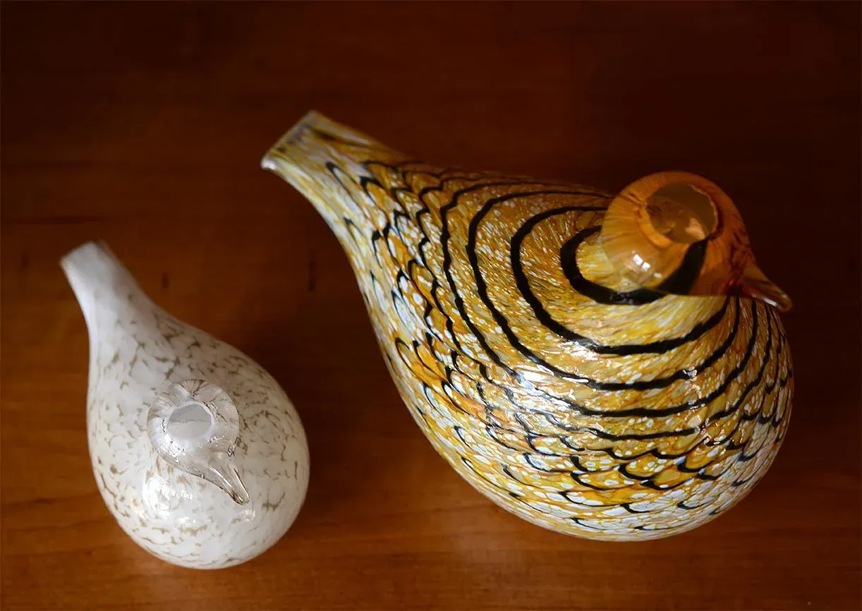 Iittala Oiva Toikka Glass Birds - a Pair | Chairish