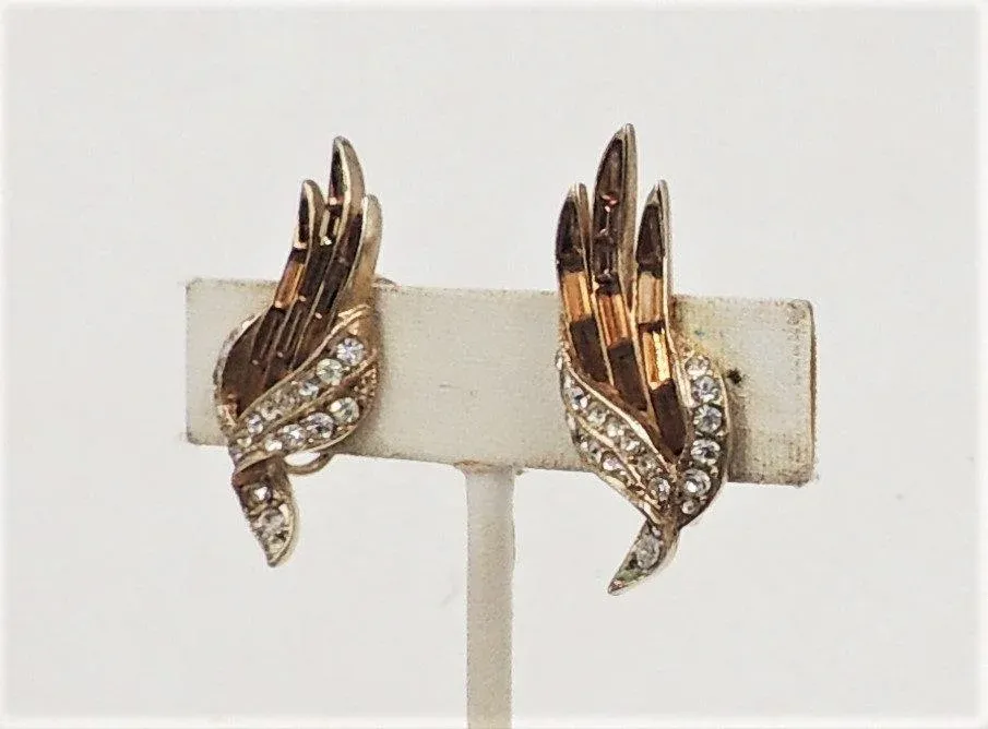 ◆VINTAGE HOLLYWOOD◆ Octagon Key Earrings VH2379EA002B Vintage Signed Avon of Belleville Faux-Topaz Clip Earrings