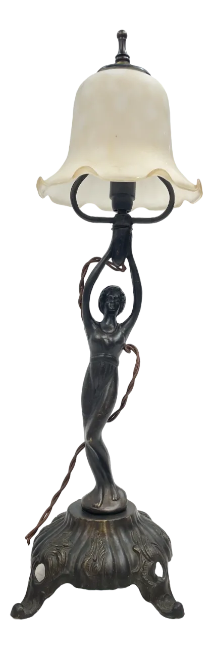 Bronze & Glass Lamp, 1950s