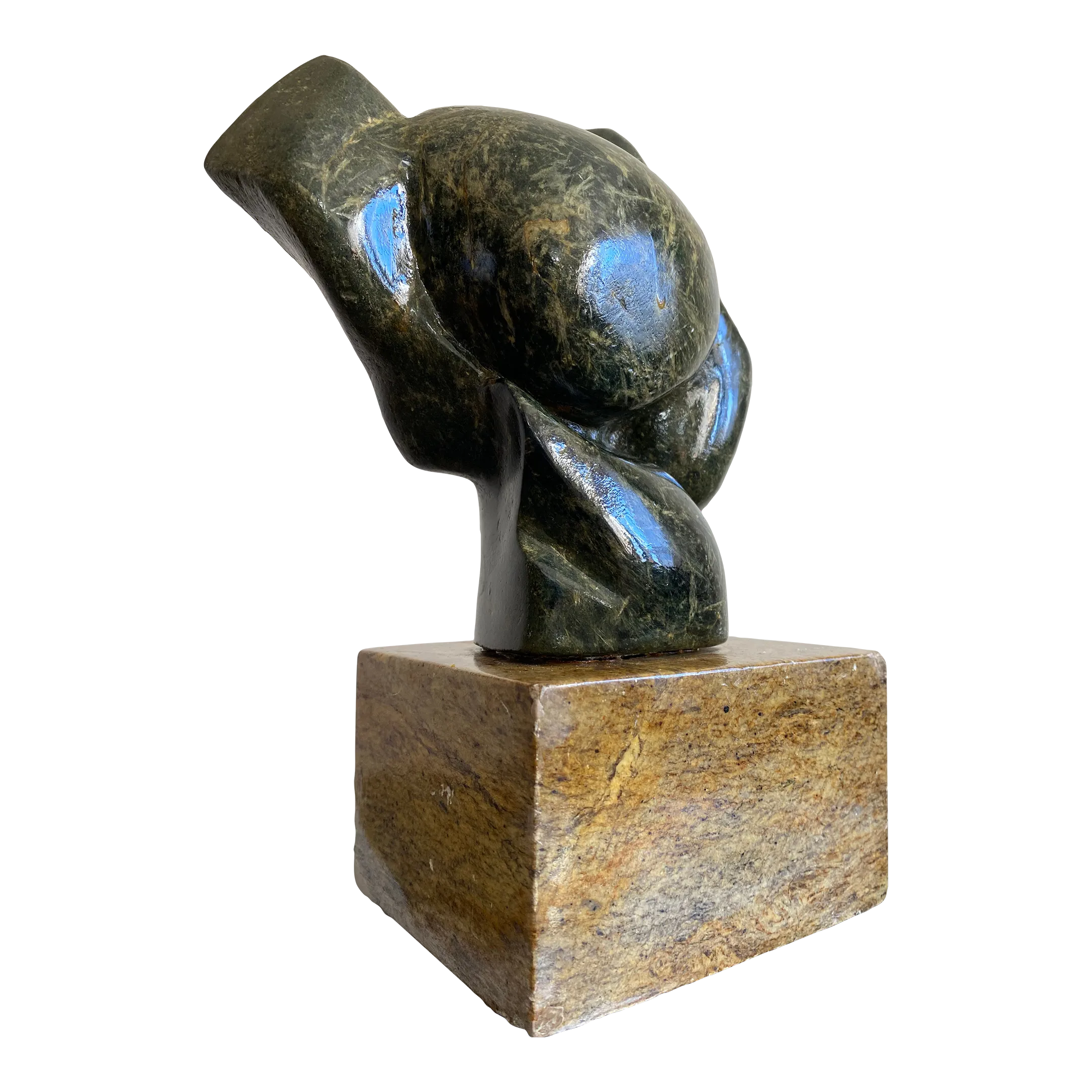 Carved Stone Modernist Abstract Sculpture Signed by Artist