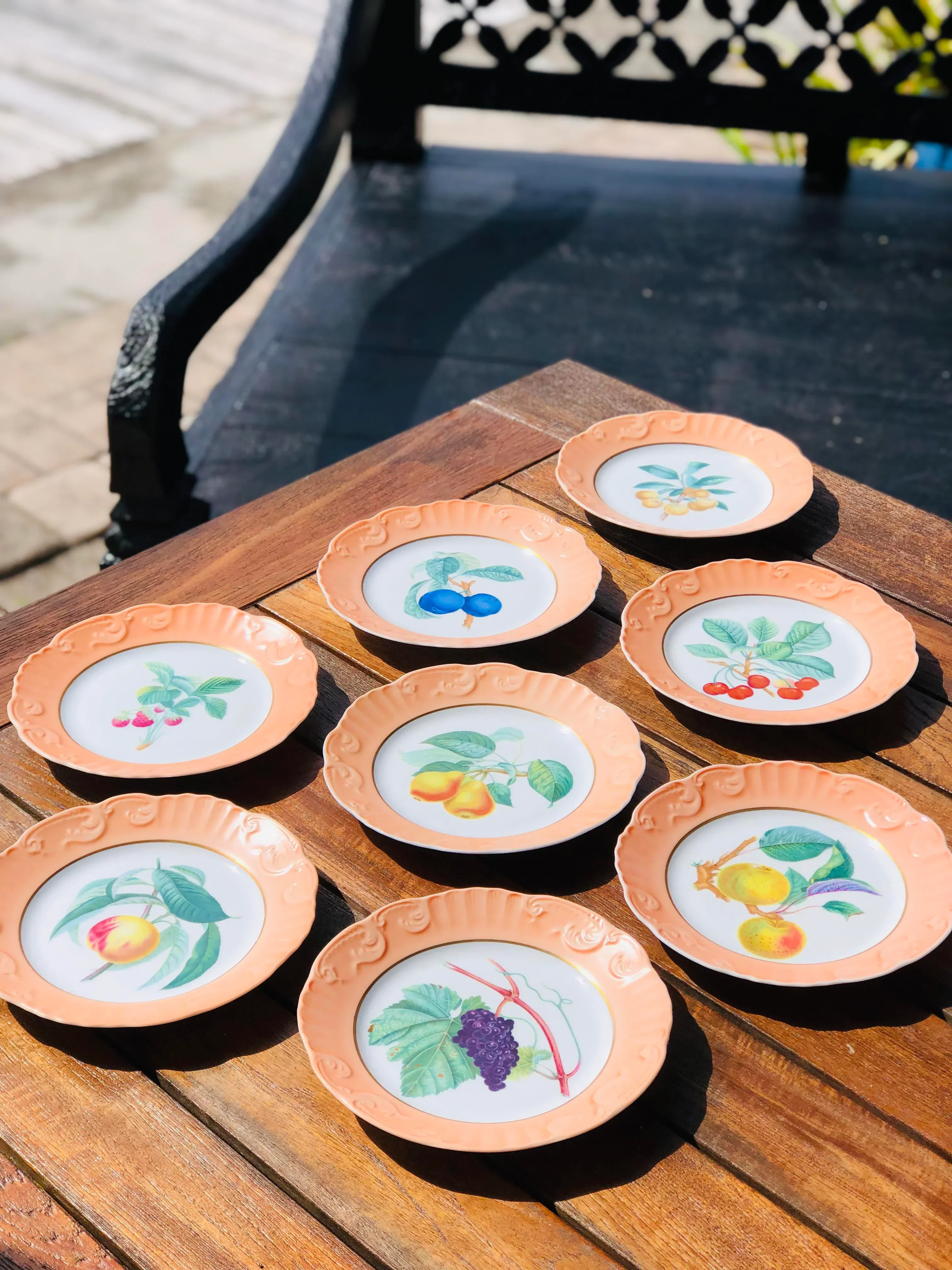 Mottahedeh “Vista Alegre” Fruits Design Dessert or Salad Plates