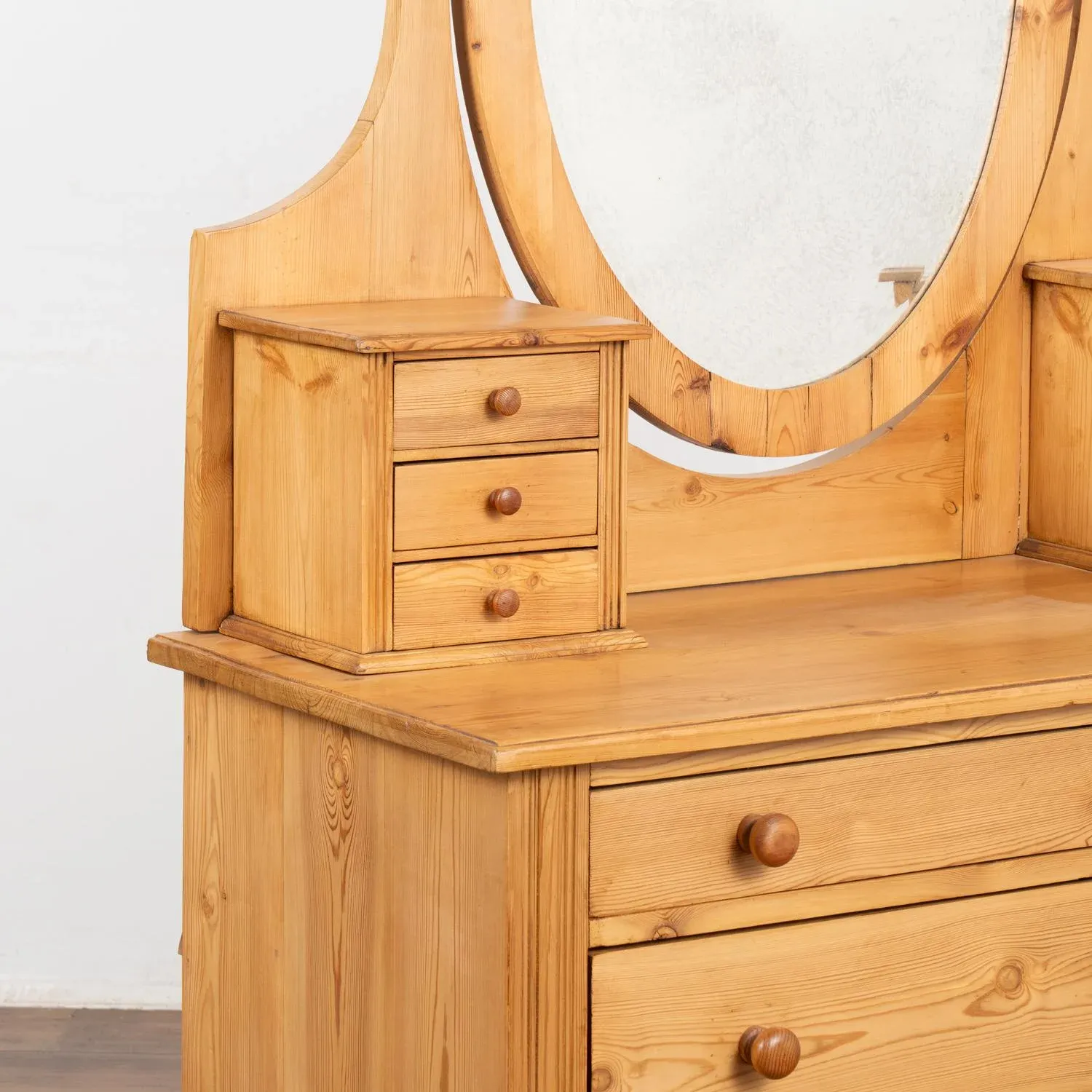 Antique Pine Vanity Mirror Dresser Chest of Drawers, Denmark Circa
