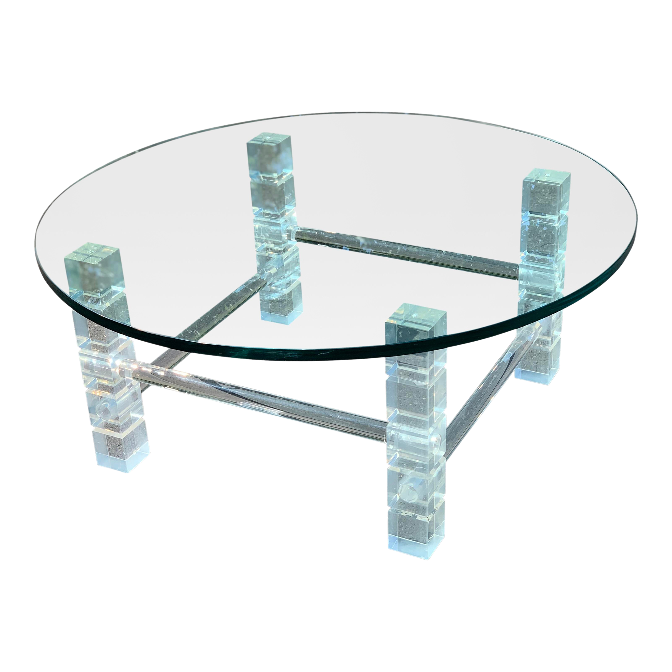 Mid 20th Century Vintage Lucite and Glass Coffee Table Chairish