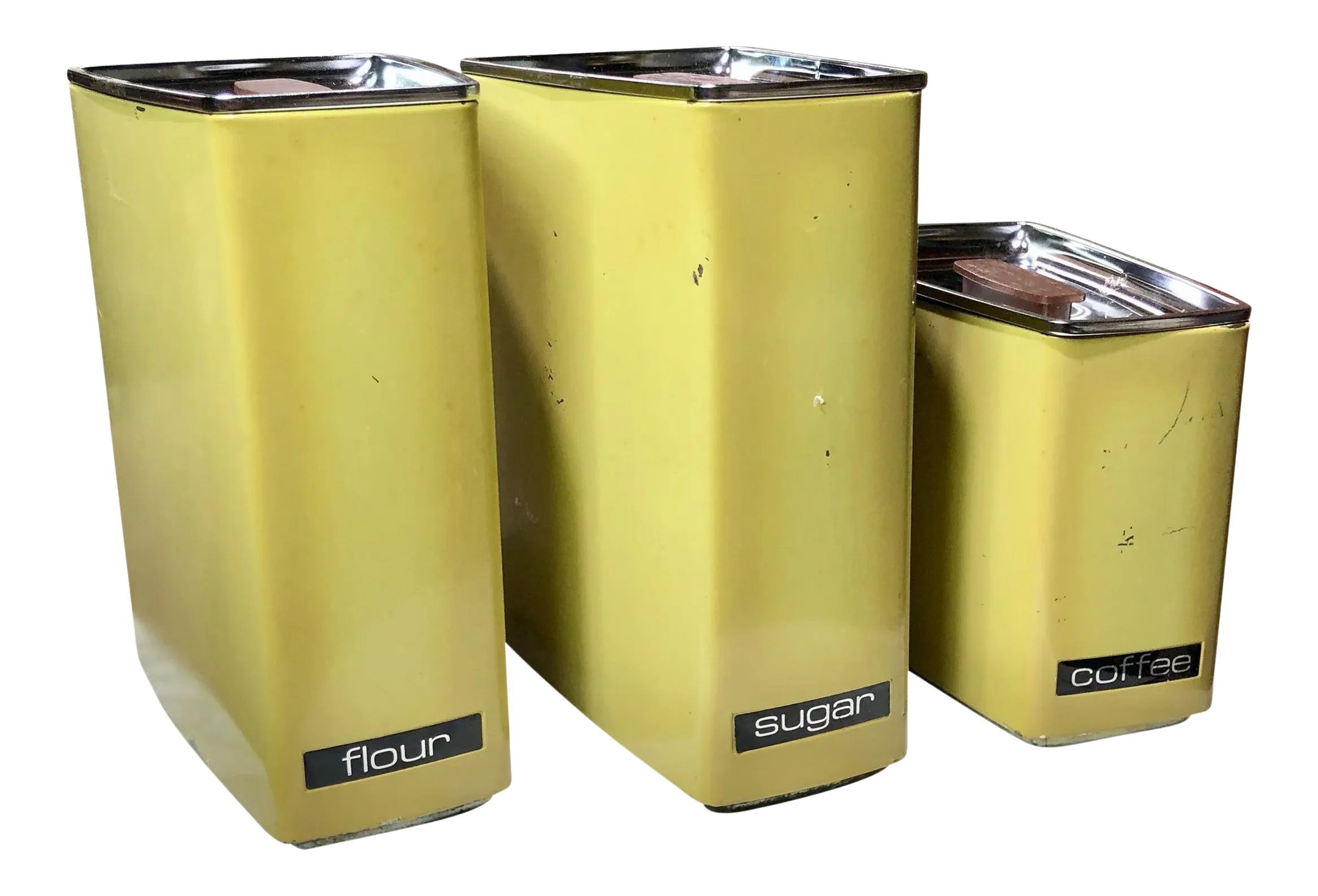 Mid 20th Century Avocado Green Lincoln Beautyware Kitchen Canisters Set Of 3 Chairish