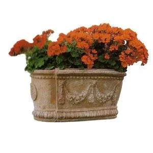 Tuscan Terracotta Rectangular Oval Box Planter with Festoons & Curved Edges