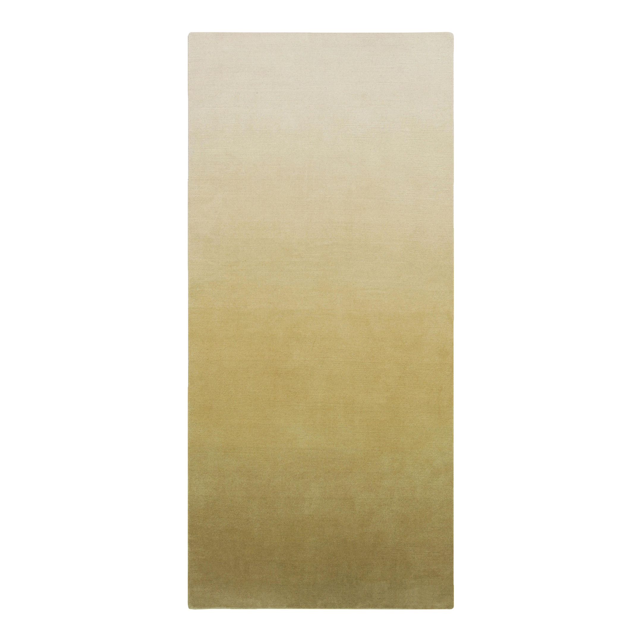 Rug & Kilim’s Contemporary Ombre Runner Rug in Chartreuse and Light Pink Hues