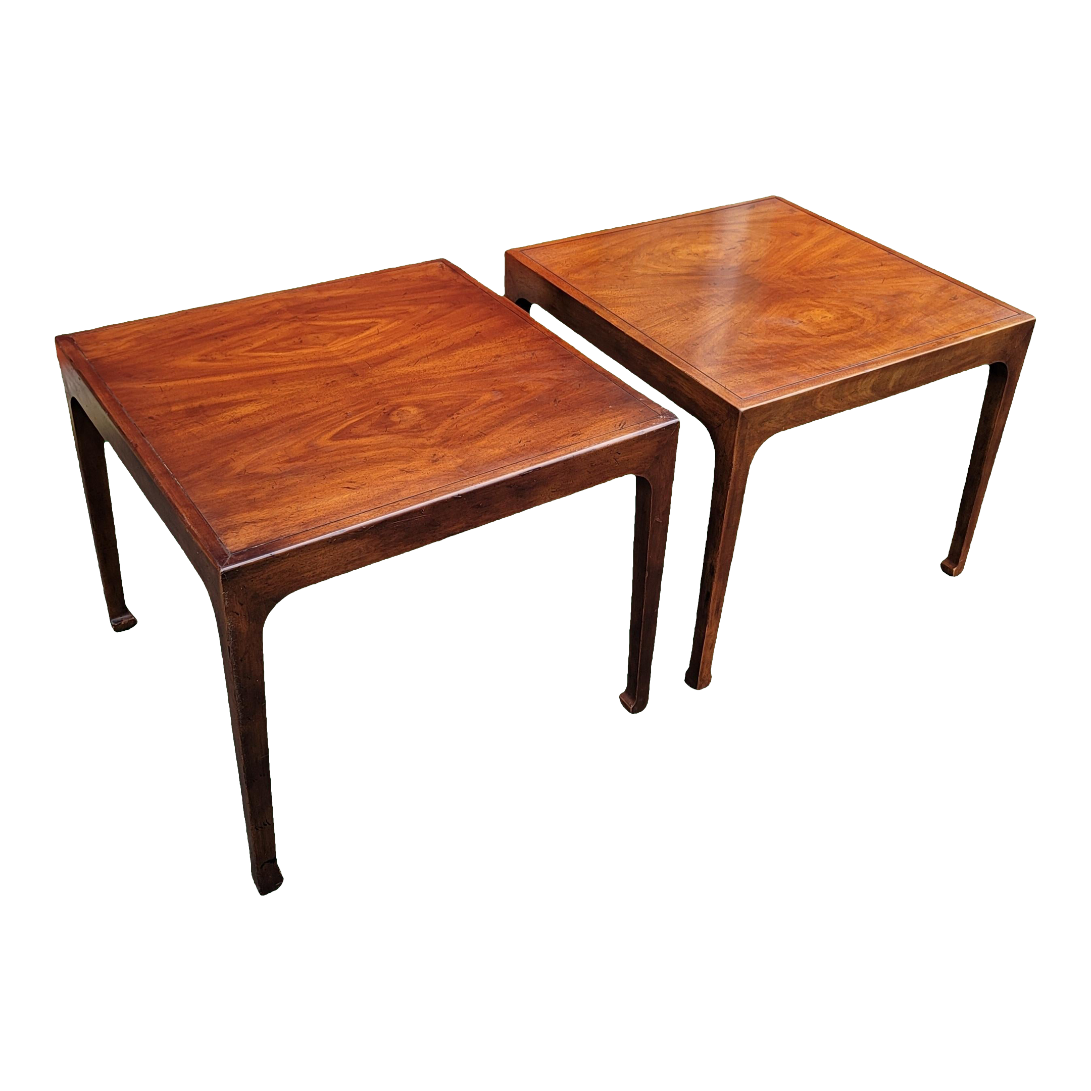 Mid 20th Century Pair of Large Vintage Henredon Bookmatched Side Tables