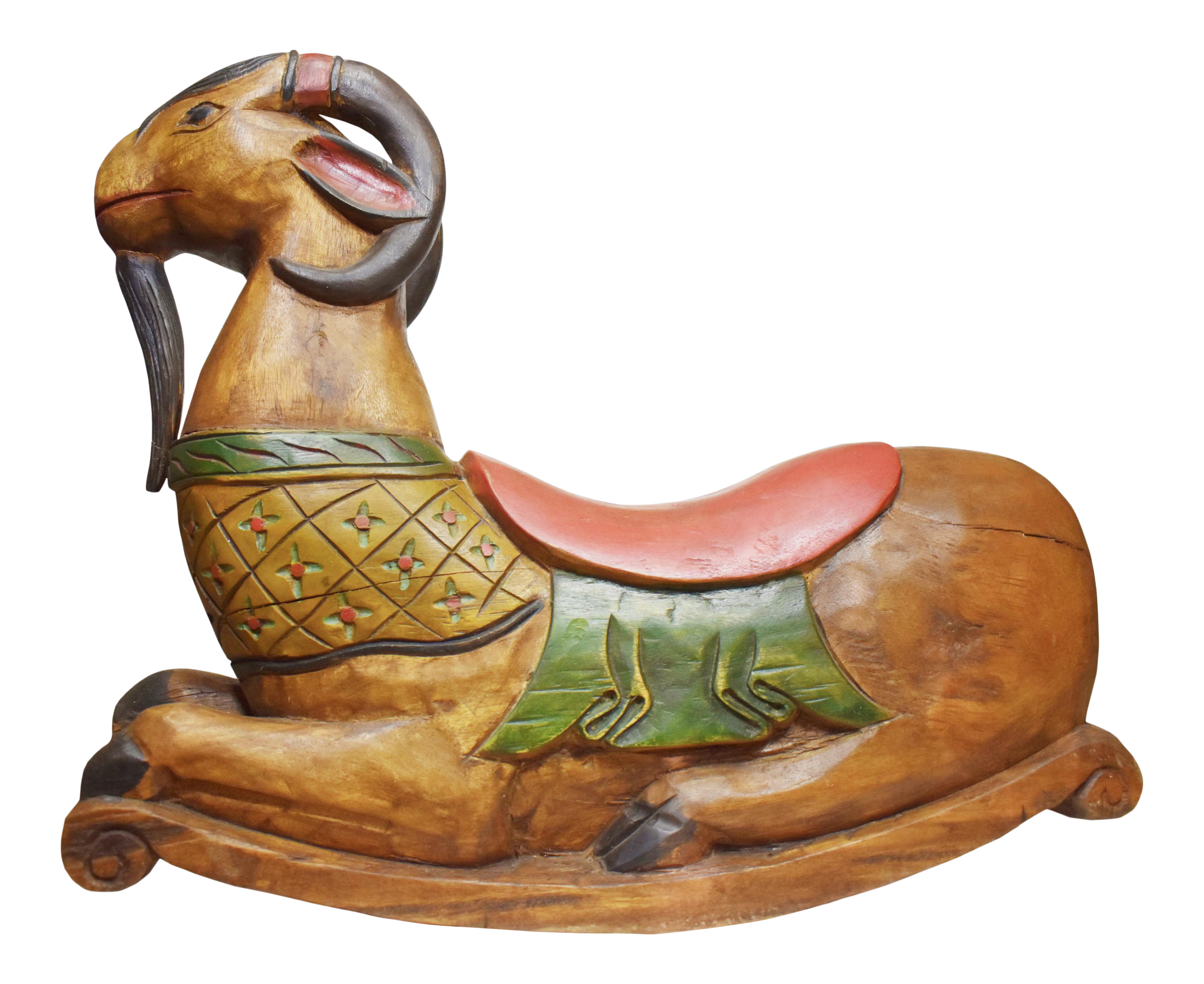 hand carved wooden rocking horse