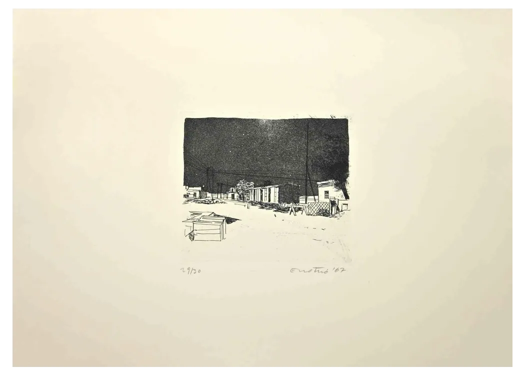 Enotrio Pugliese, Landscape, Etching and Aquatint, 1967 Chairish