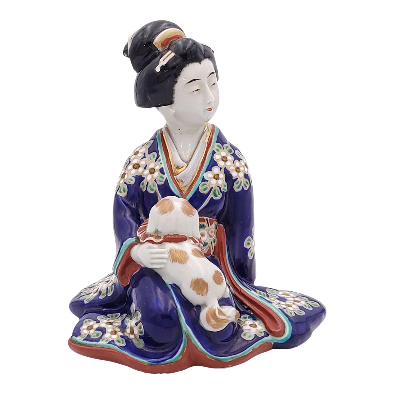 Figure of Geisha Holding a Puppy, Japan Circa 1920 Chairish