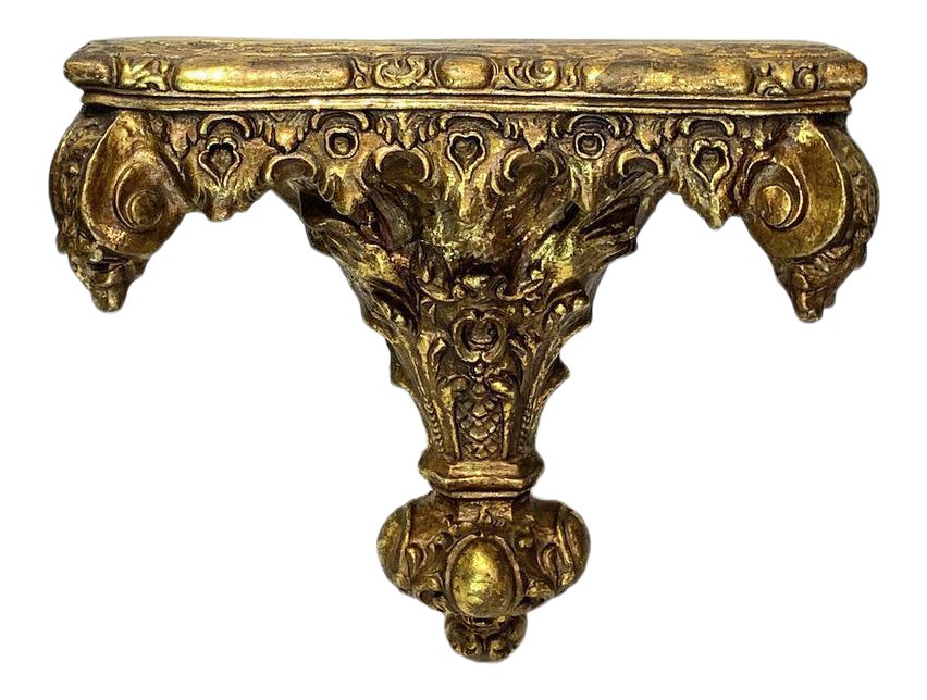 Large Renaissance Revival Ornate Gilt Wall Shelf / Corbel | Chairish