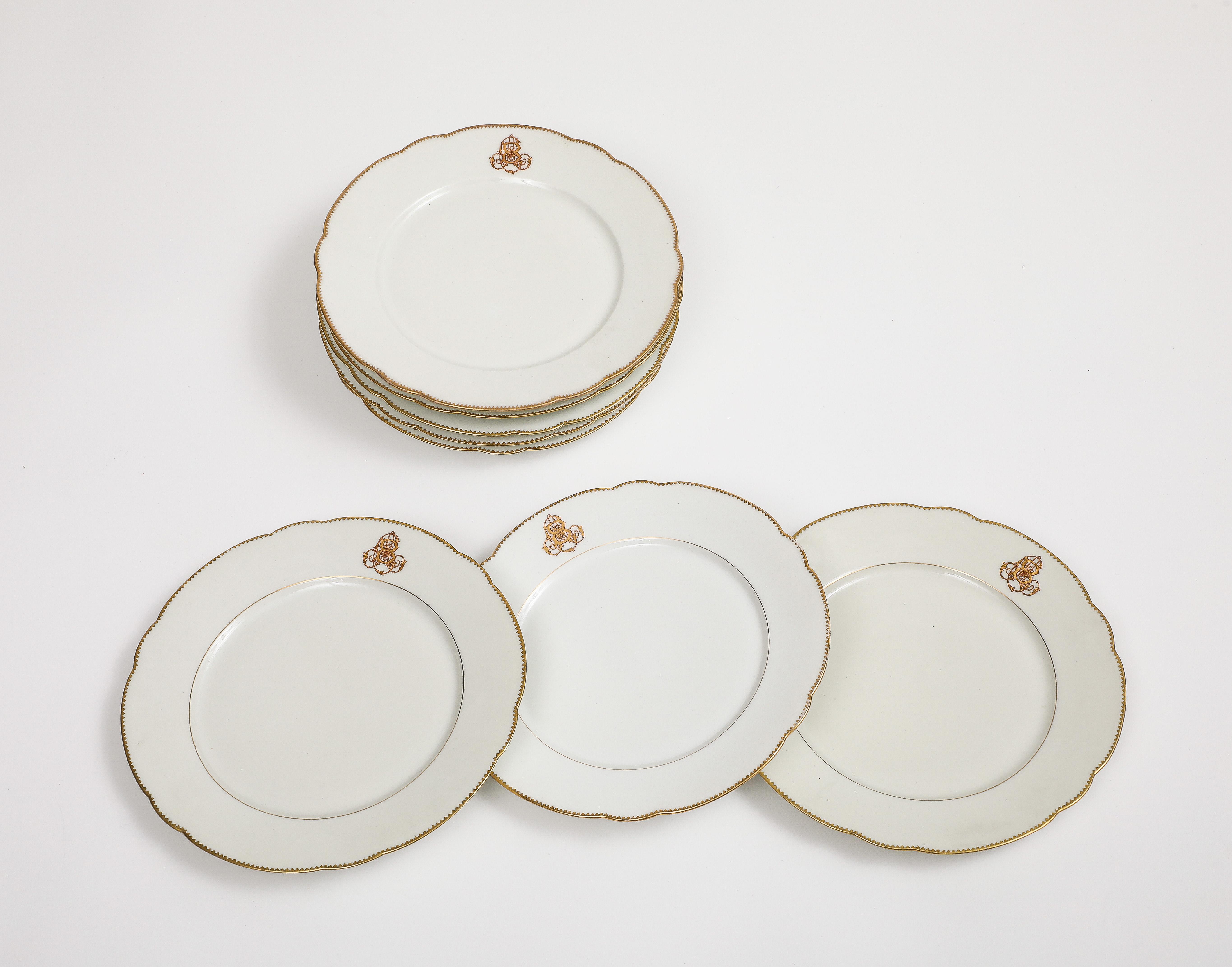 Set of 7 French Porcelain Charles Pillivuyt & Cie Dinner Plates