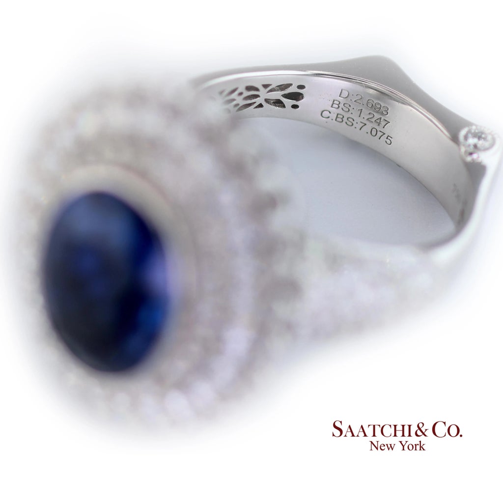 18k (750) White Gold Convertible Ring in Natural Sapphire and 