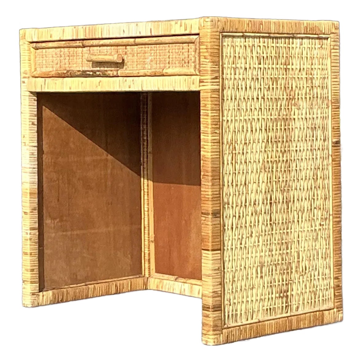 Vintage Coastal Woven Rattan Writing Desk