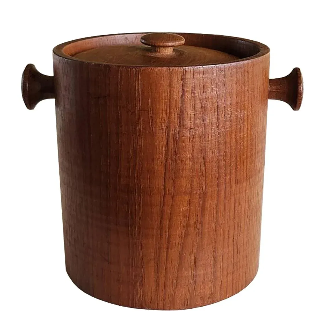 Mid 20th Century Large Teak Wood Ice Bucket With Lid in the Style