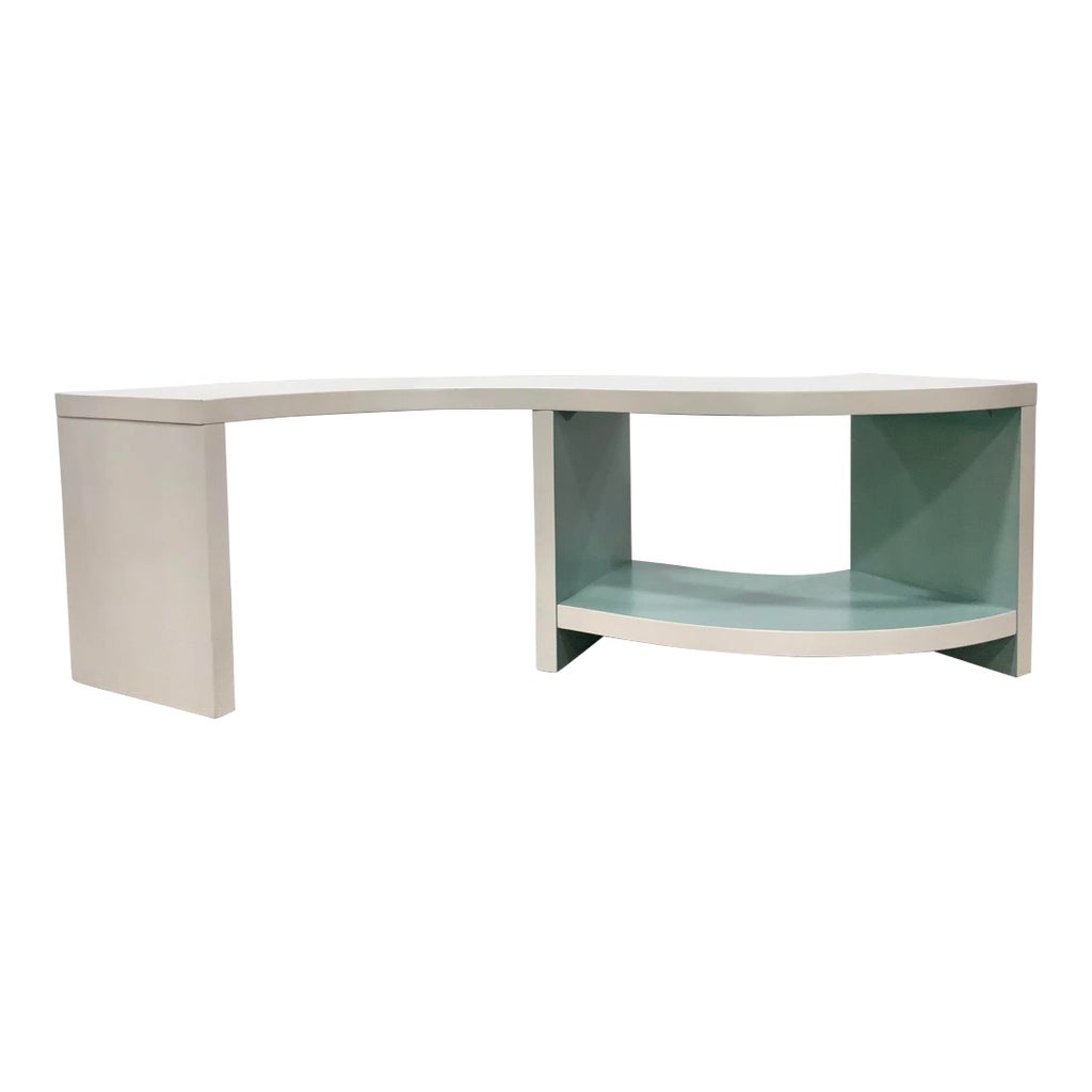 Caracole Modern White and Turquoise Over Flow Cocktail Table | Chairish