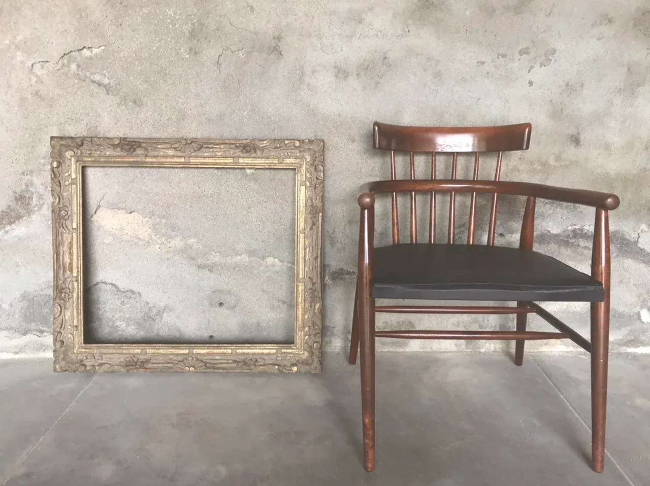 Vintage Mexican Hand Carved Floral Frame