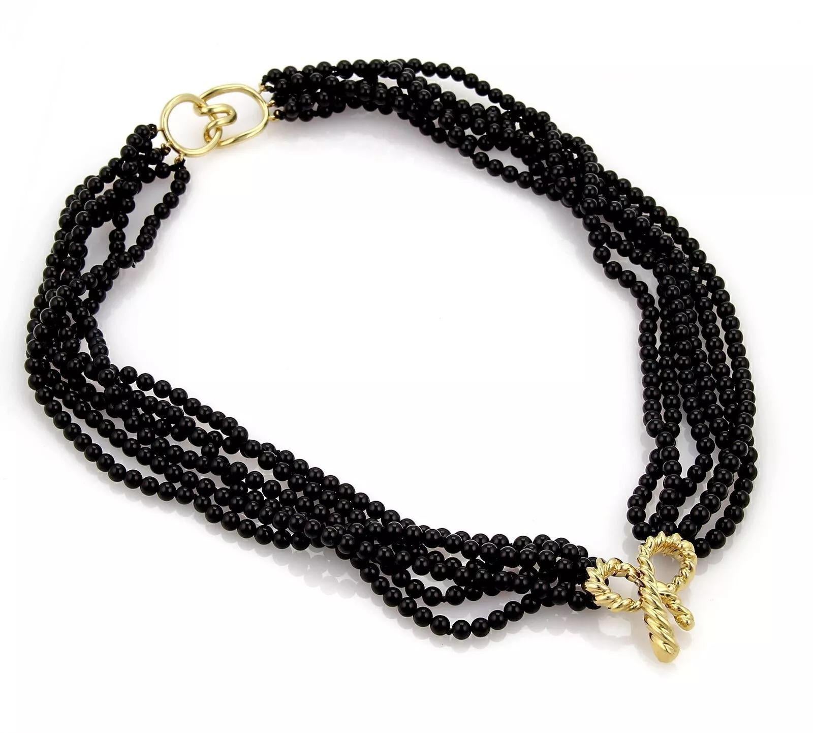 ネックレス・ペンダント August Harmony Onyx Beads Bow Necklace BMH1773 19249-tiffany-and-co-18k-