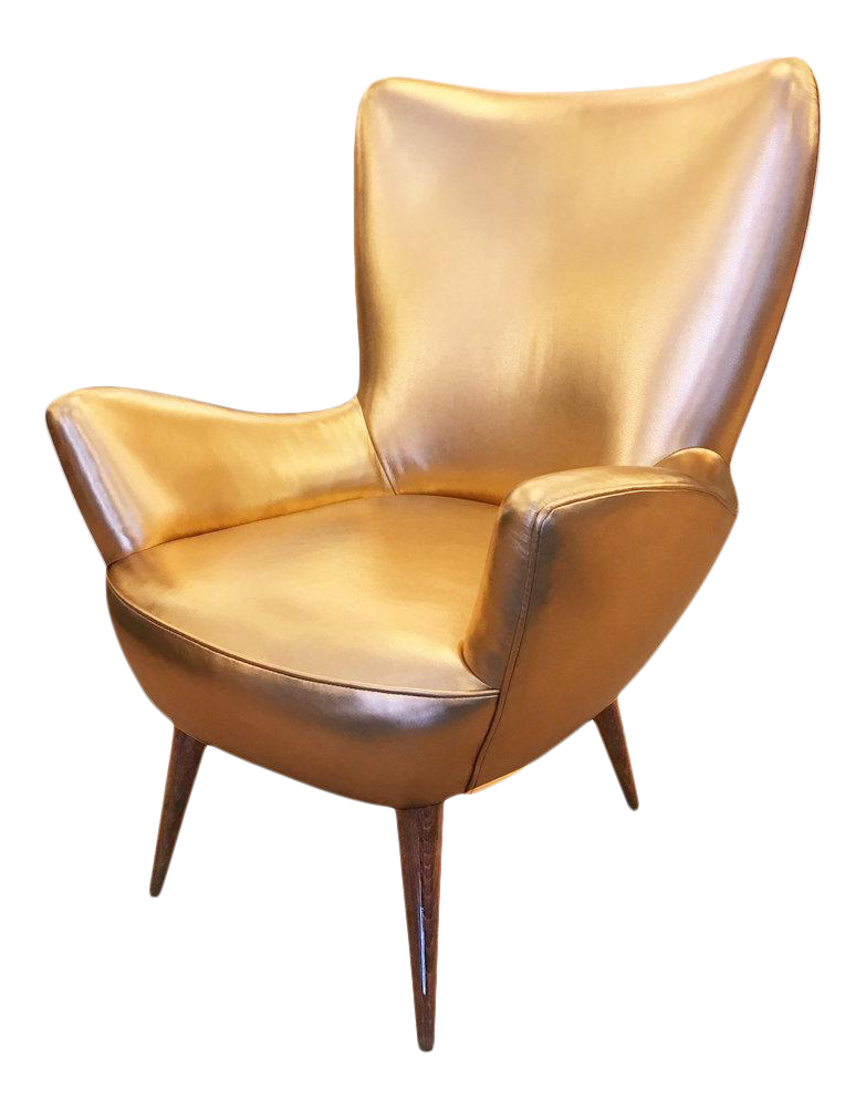 MidCentury Italian Gold Leather Armchair Chairish