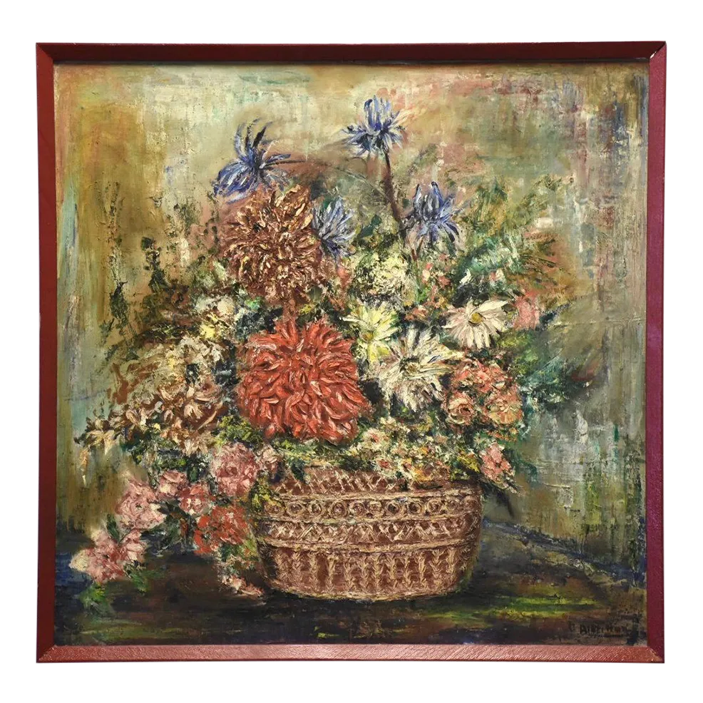 Picture of Vintage Textured Still Life Painting | Chairish