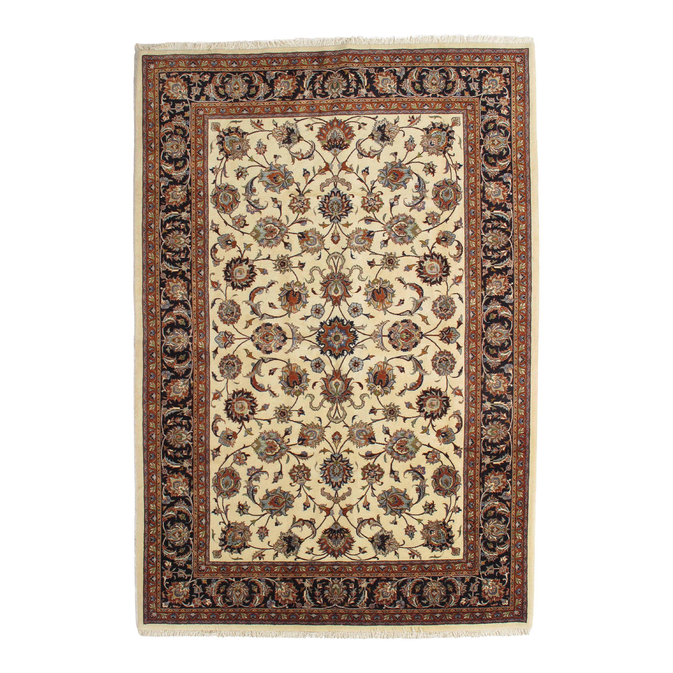 Vintage Hand-Knotted Persian Mashad Rug 6\'8\