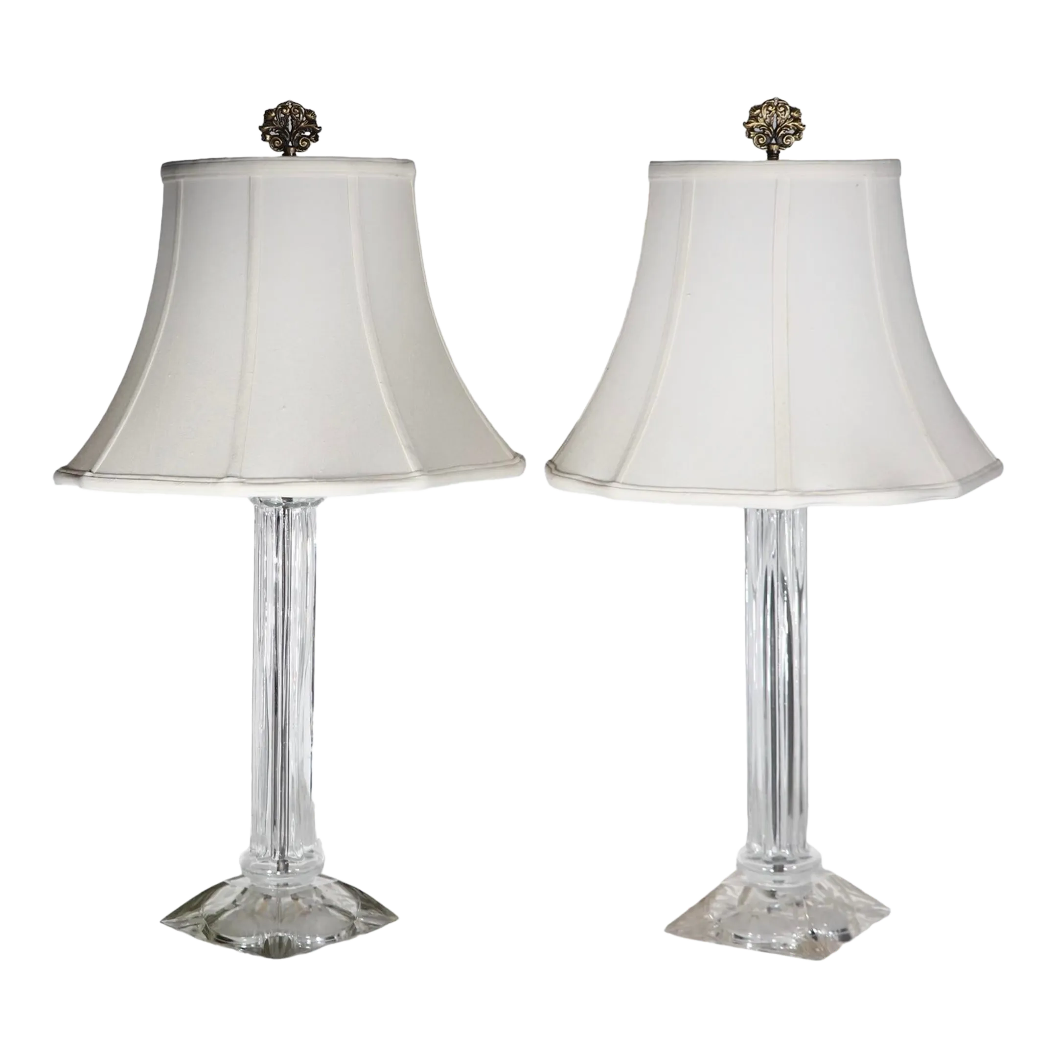 Pr. Art Deco Mid Century Glass Column Lamps Chairish