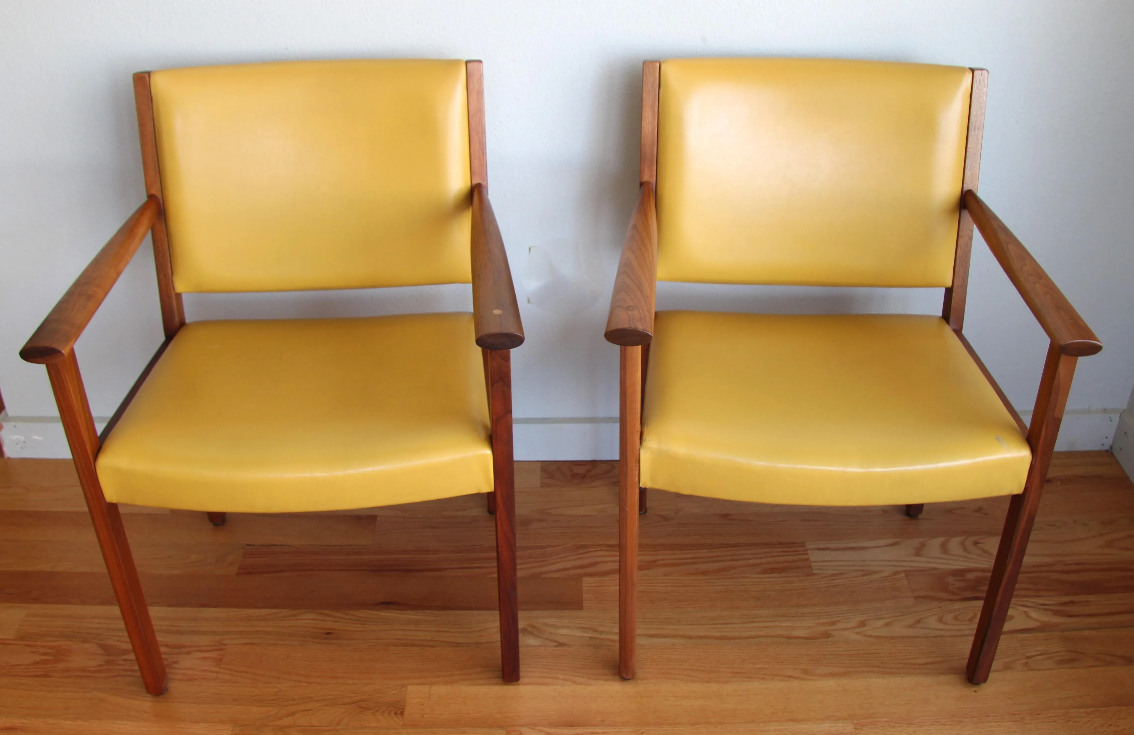 1960s Mid Century Walnut Armchairs by Johnson Chair Co. Pair