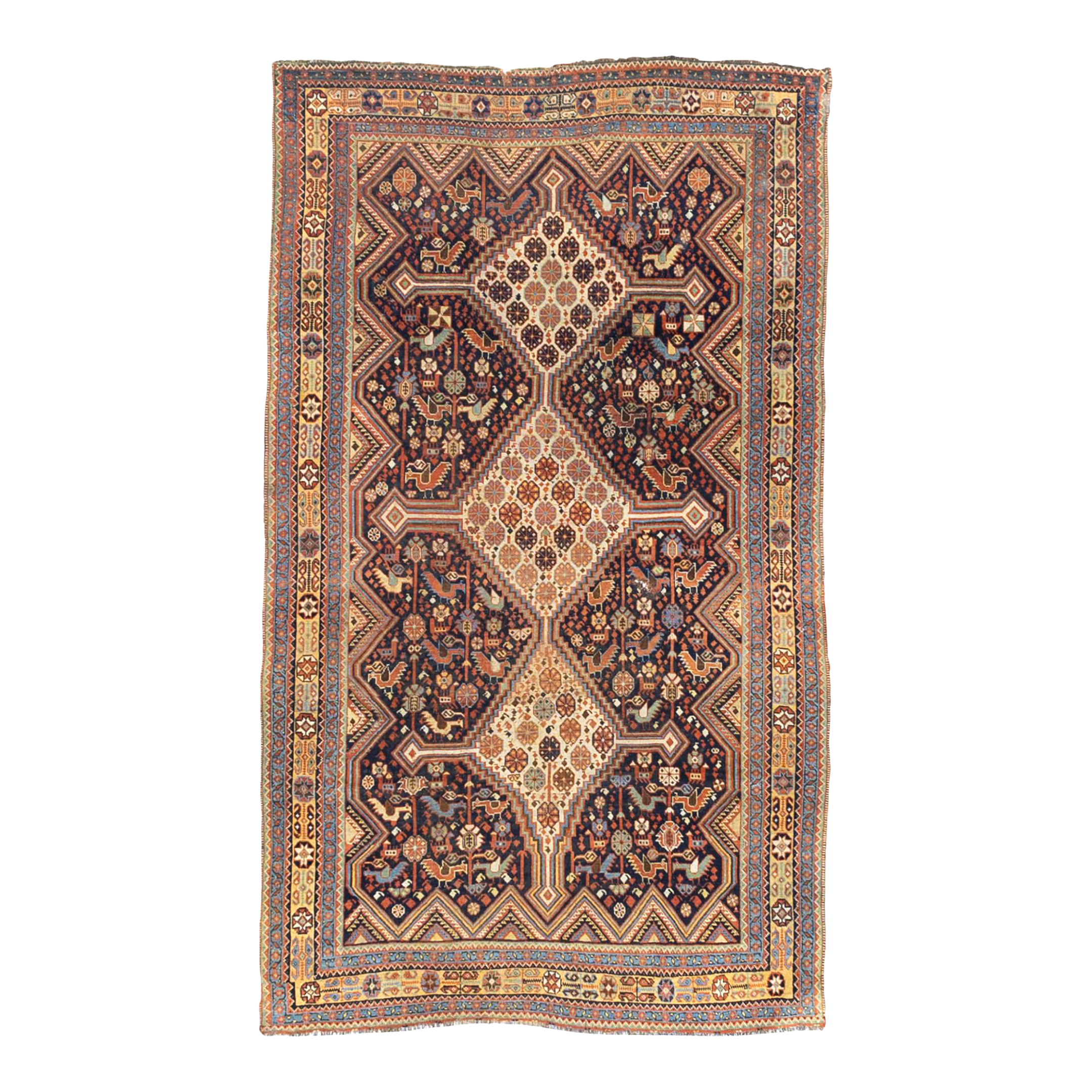 Antique Persian Qashqai Rug 4'5