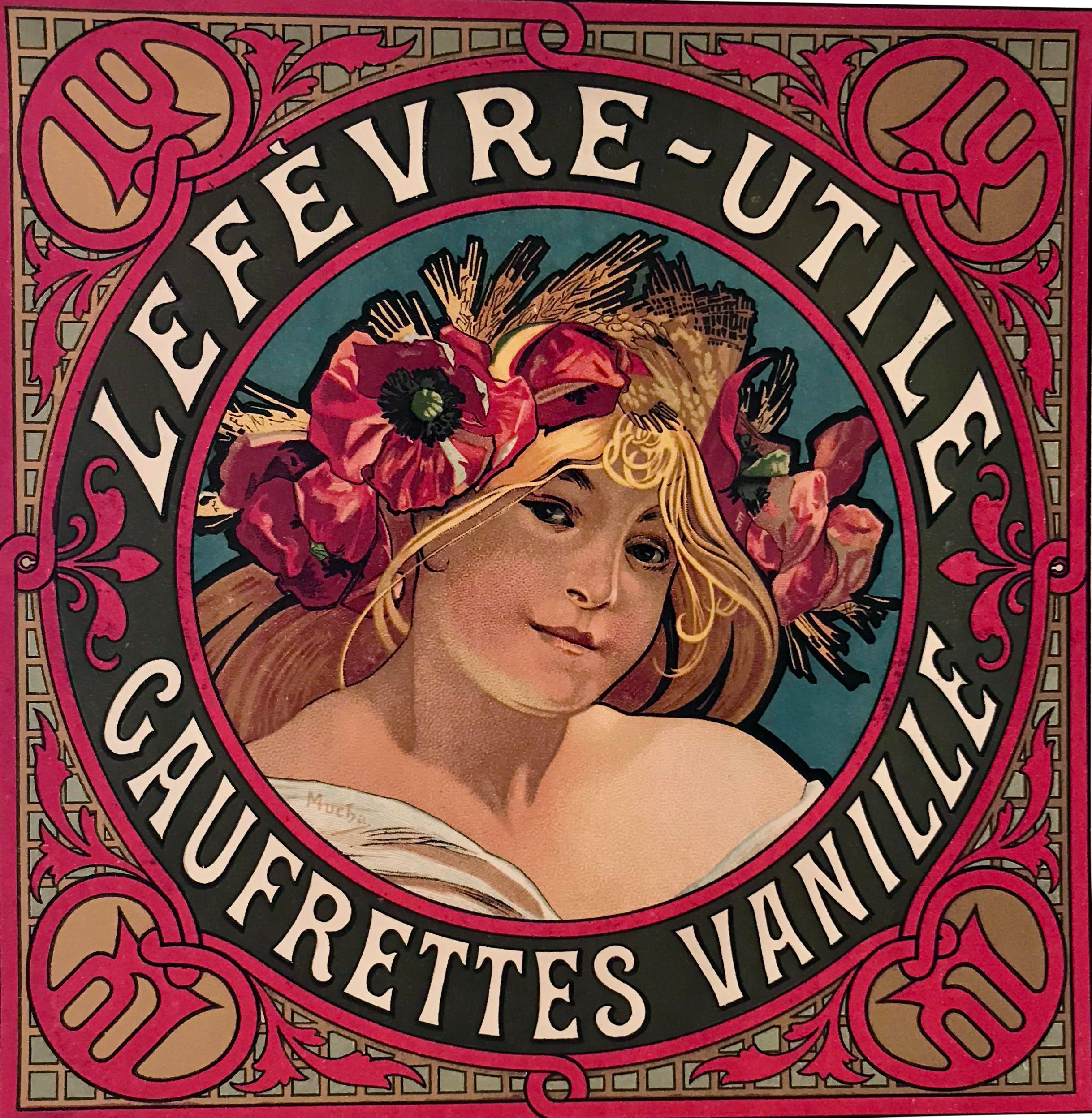 Original Alphons Mucha Lefevre Utile Biscuit Label Original C 1900 Chairish