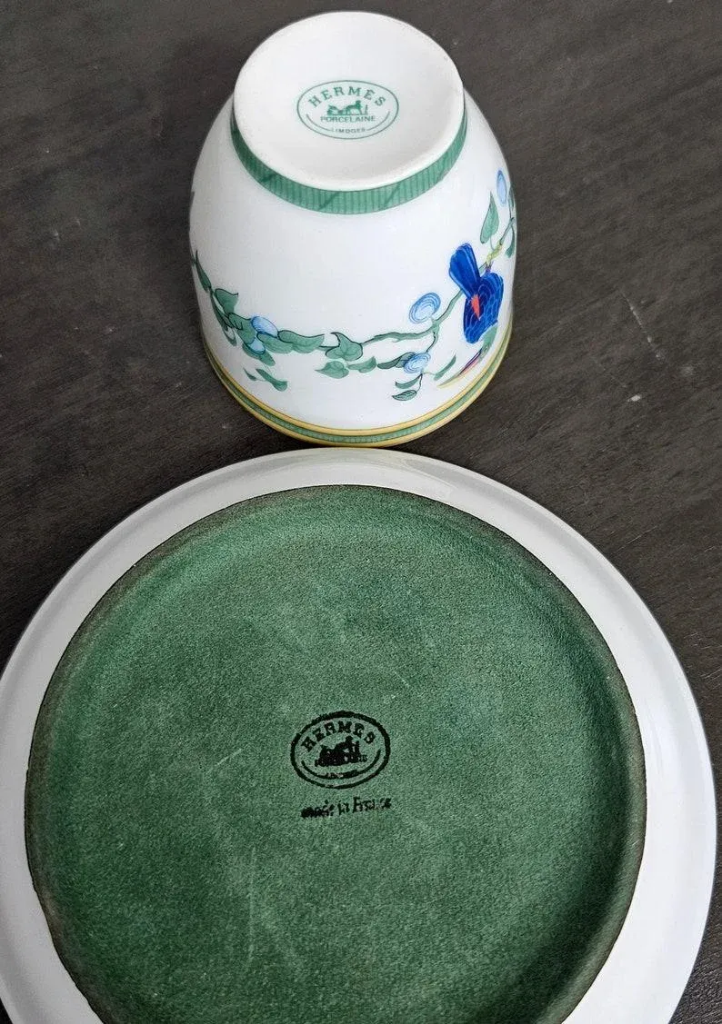 Hermes Paris Toucan Limoges Porcelain Cup & Dish