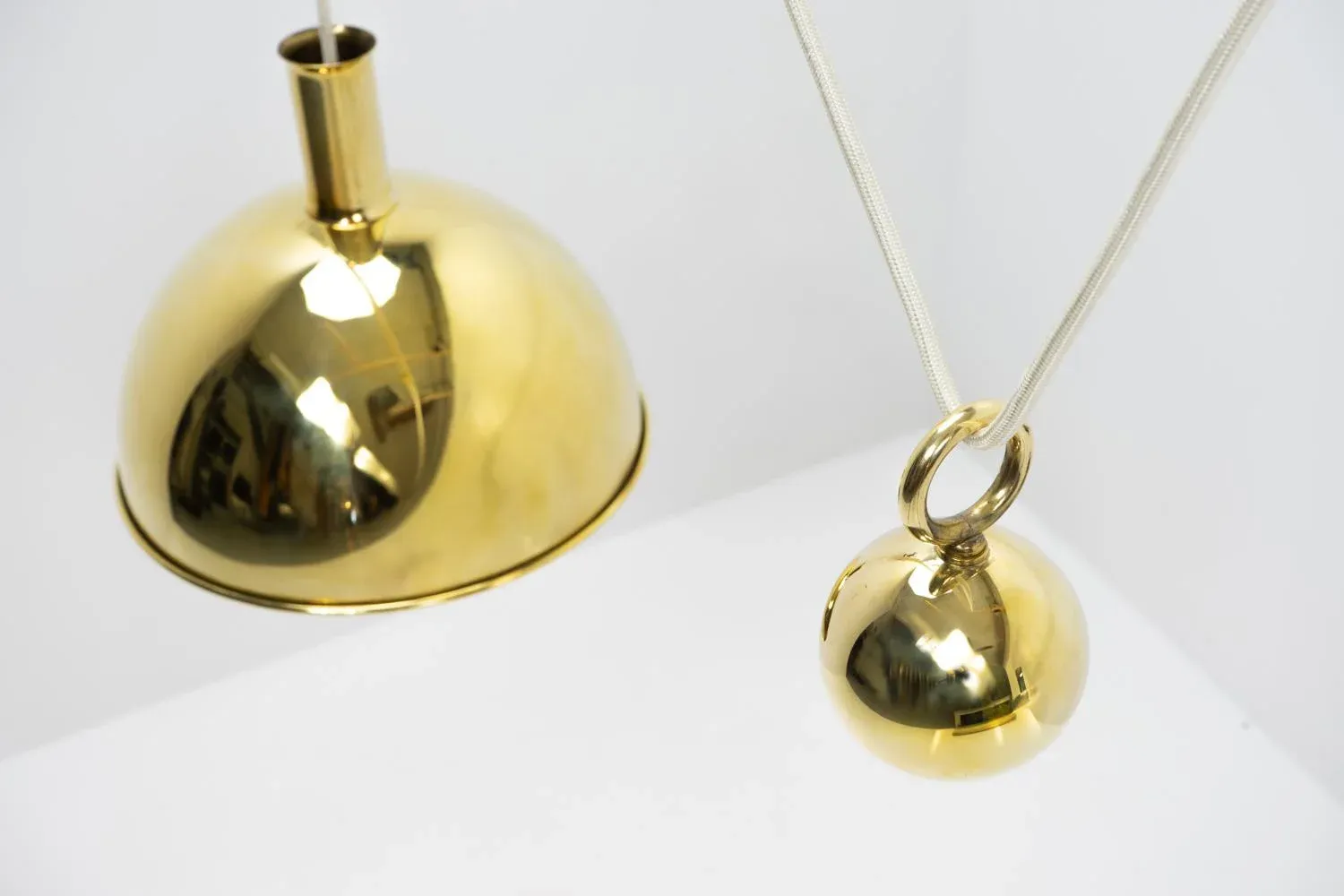 Adjustable Counterweight Pendant in Brass attributed to Florian Schulz, 1970s