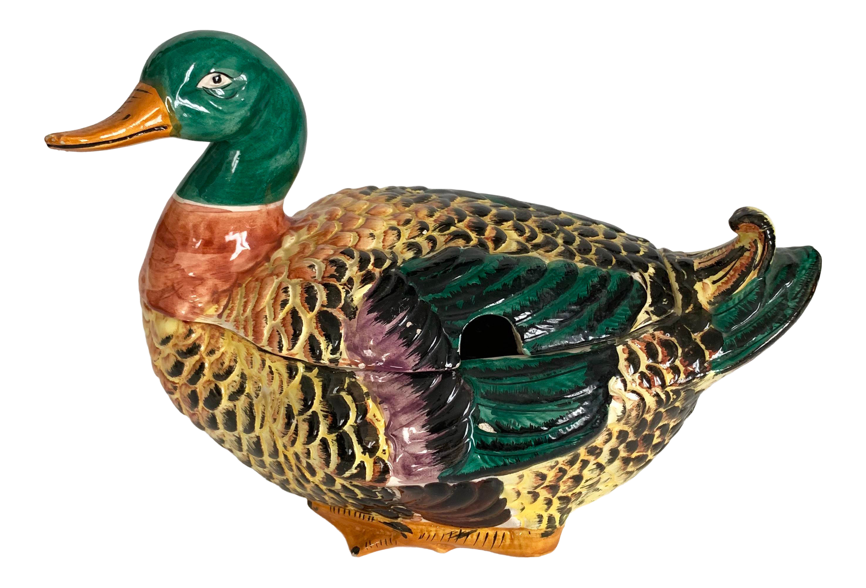 Majolica Pottery Mallard Duck Tureen Chairish