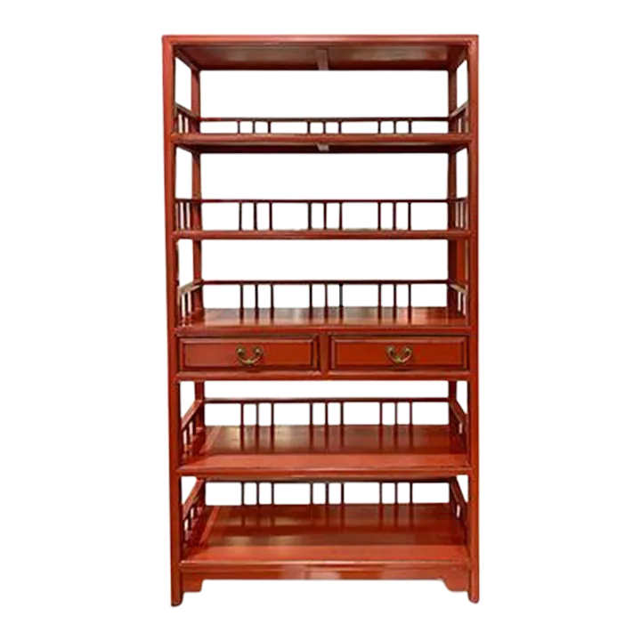 1980s Asian Ming Style Red Lacquer Bookcase | Chairish 1980s Asian Ming Style Red Lacquer Bookcase | Chairish