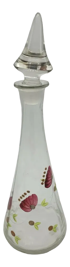 Hand Painted Glass Carafe with Cap, Italy, 1970s