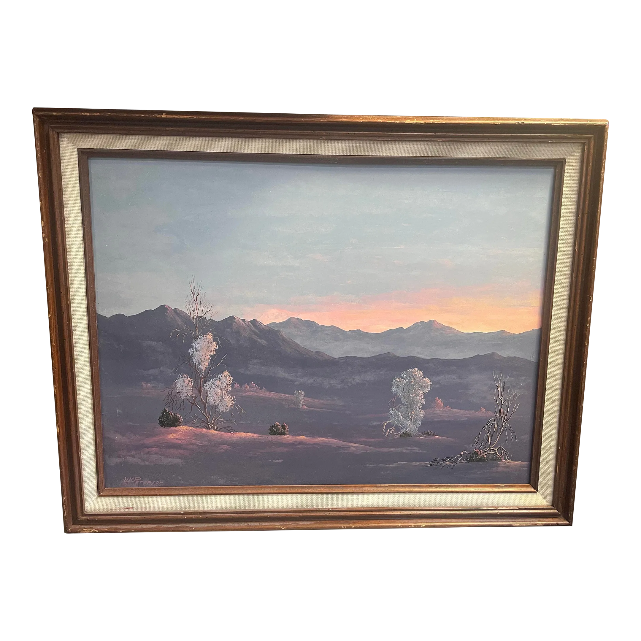 1990s Vintage Original Desert Landscape Oil Painting by w.k.