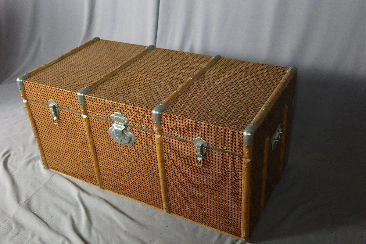 Vintage Faux Leather Trunk, 20th-Century