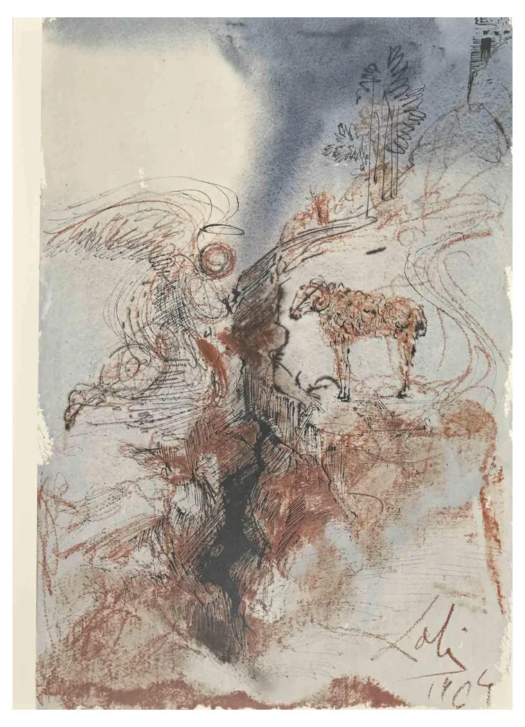 Salvador Dalí, Hircus Caprarum Super Faciem Terrae, Lithograph, 1964