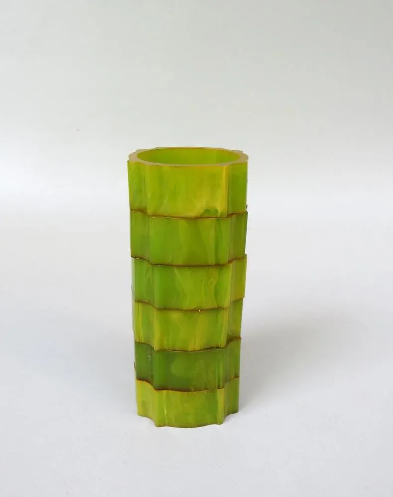 Art Deco Catalin Napkin Rings in Green Amber, Set of 6