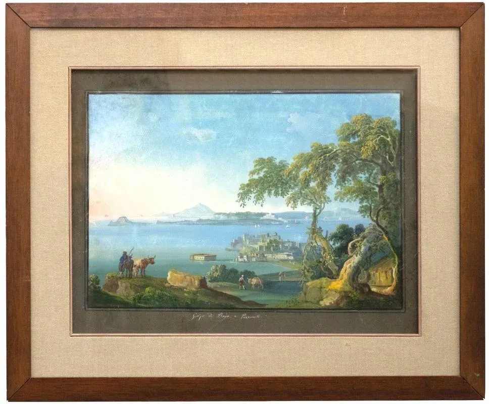 Unknown, The Gulf and the Bay of Pozzuoli, Gouache, Early 19th Century