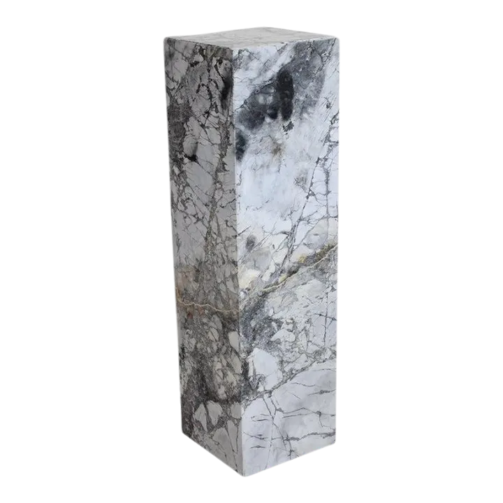 Contemporary 42" Marble Pedestal in Variegated Grey and White Coloring