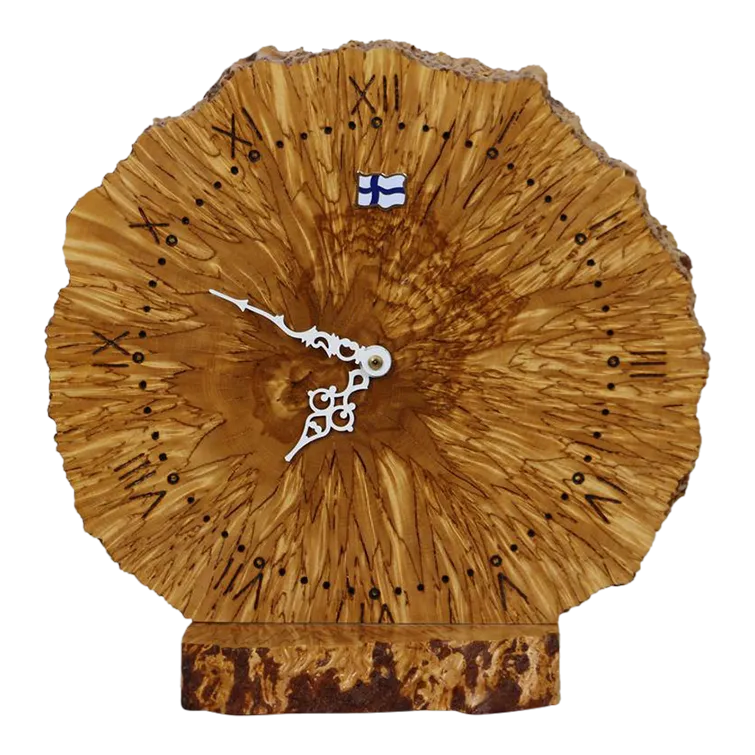 Vintage BurlWood Handmade Clock by Pentti Niska Chairish