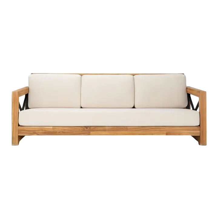 Safavieh Curacao Outdoor Brazilian Teak 3Seat Sofa Natural Chairish