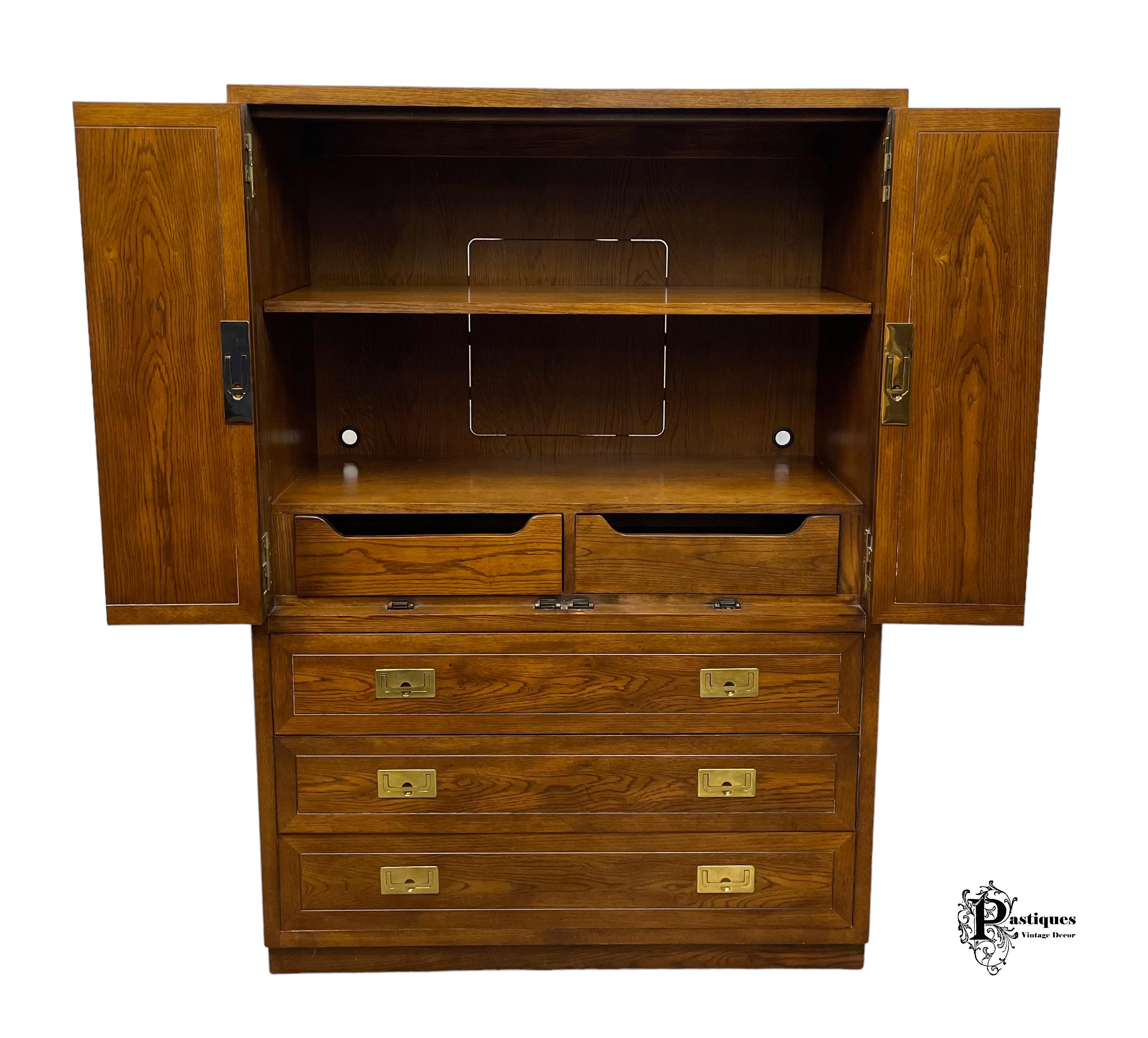 Vintage Henredon Scene One Collection Campaign Style Gentlemans Cabinet /  Chest of Drawers