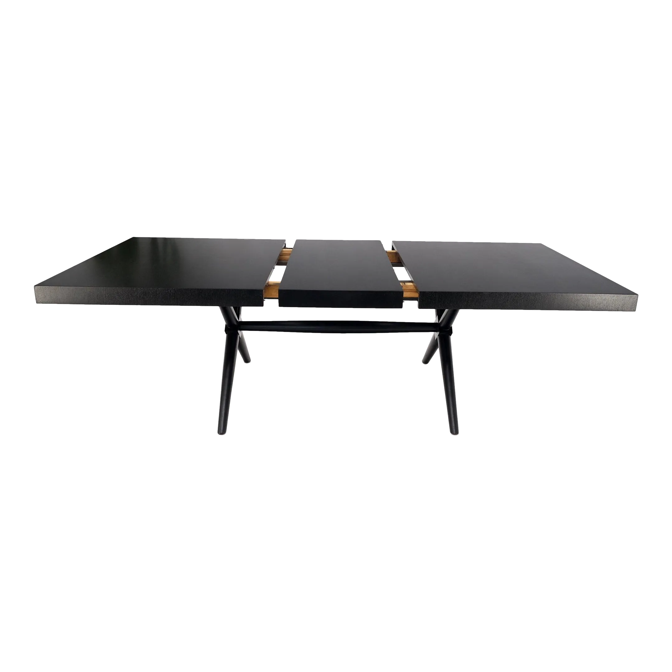 Black Lacquer One Leaf X Base Gibbings Trestle Dining Table by