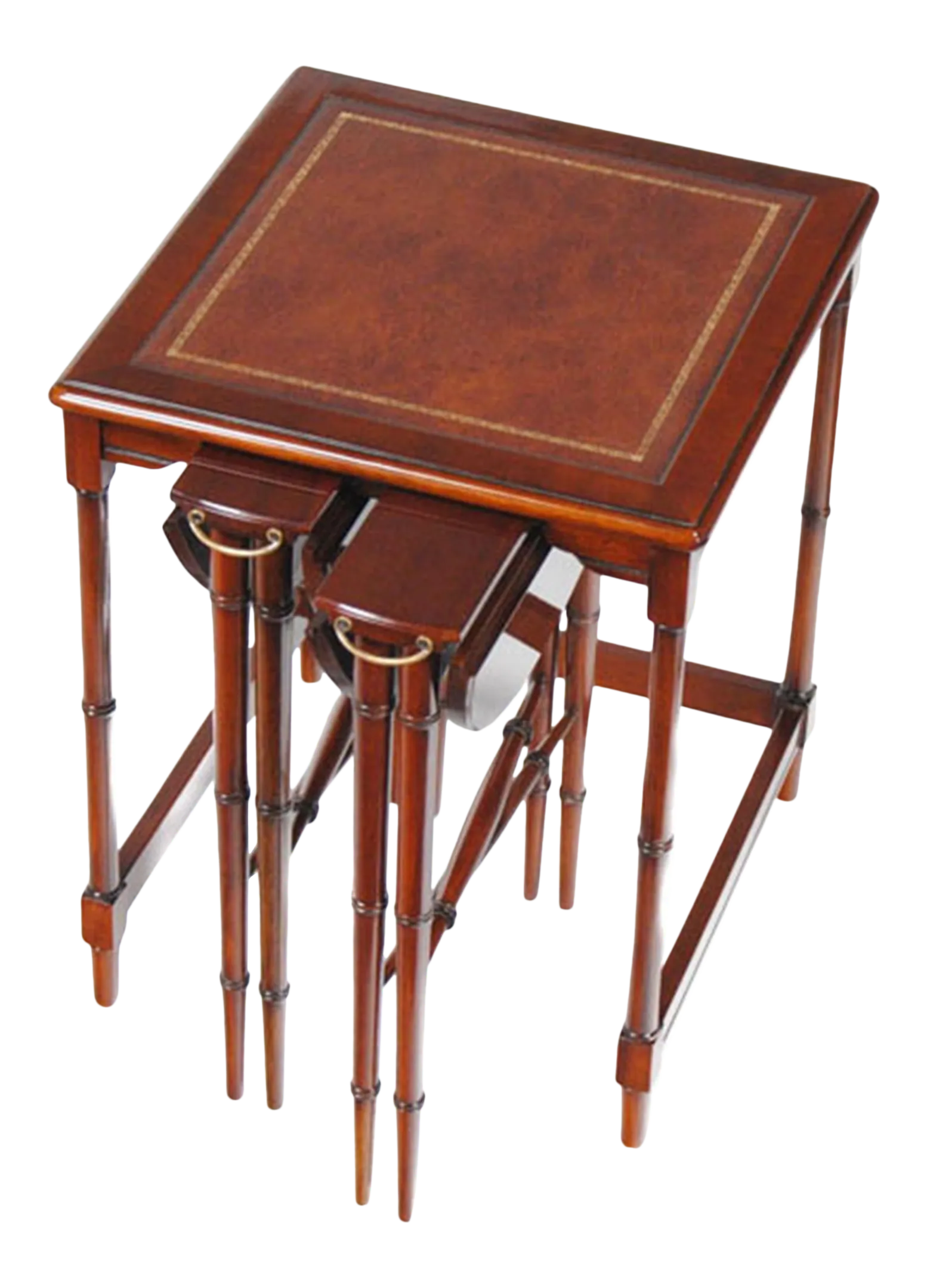 Traditional Leather Top Nesting Tables - Set of 3 | Chairish