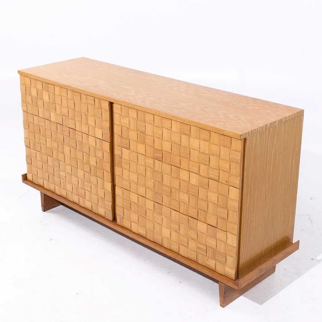 Paul Laszlo for Brown Saltman Mid Century Oak Basketweave Dresser