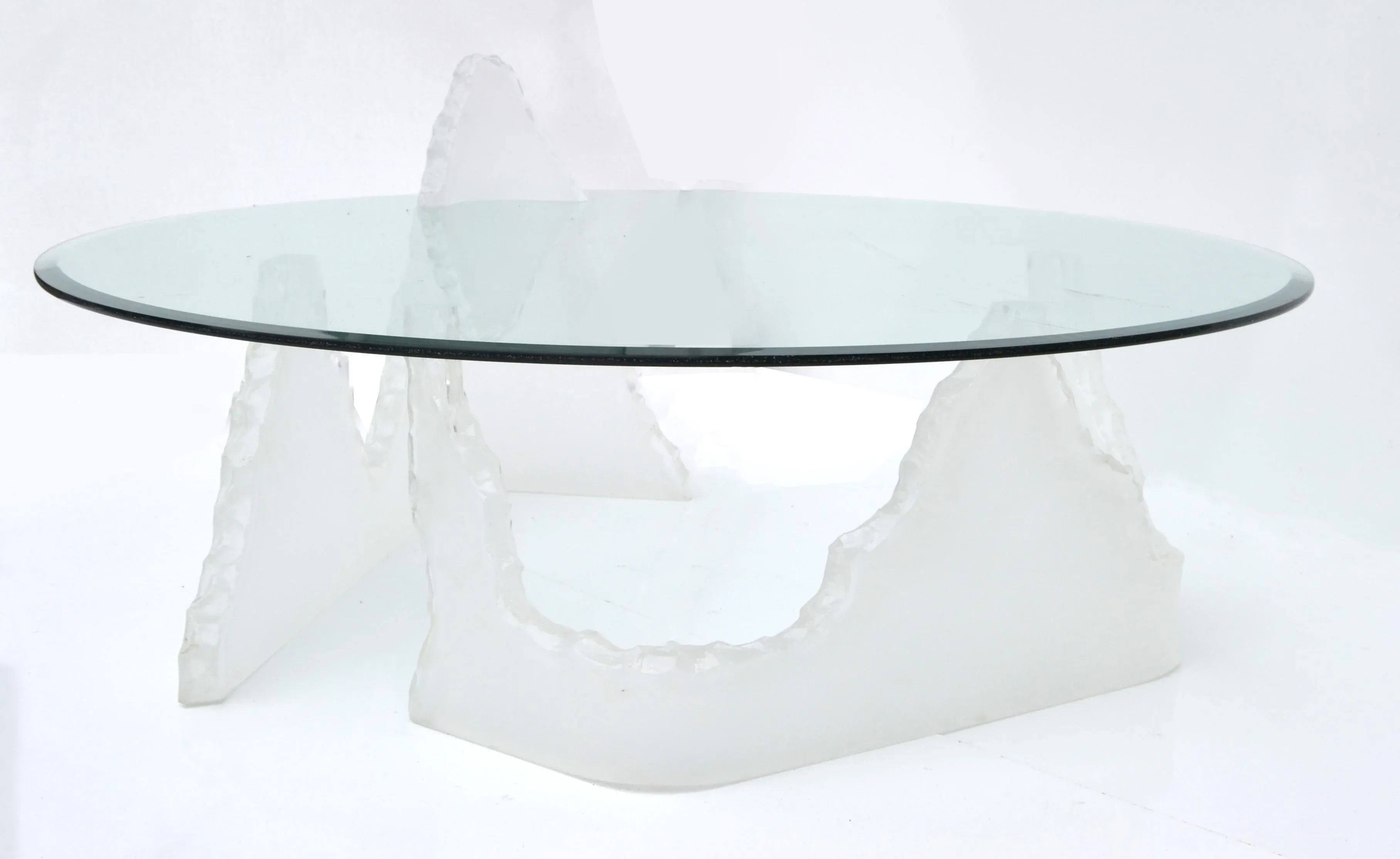 Lion in Frost Style Lucite Iceberg Coffee, Cocktail Table