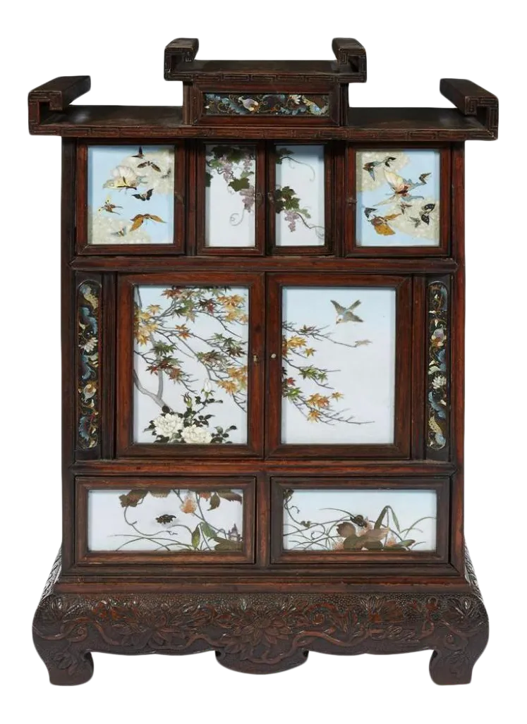 Japanese Table with Cloisonne Panels Attributed to Namikawa