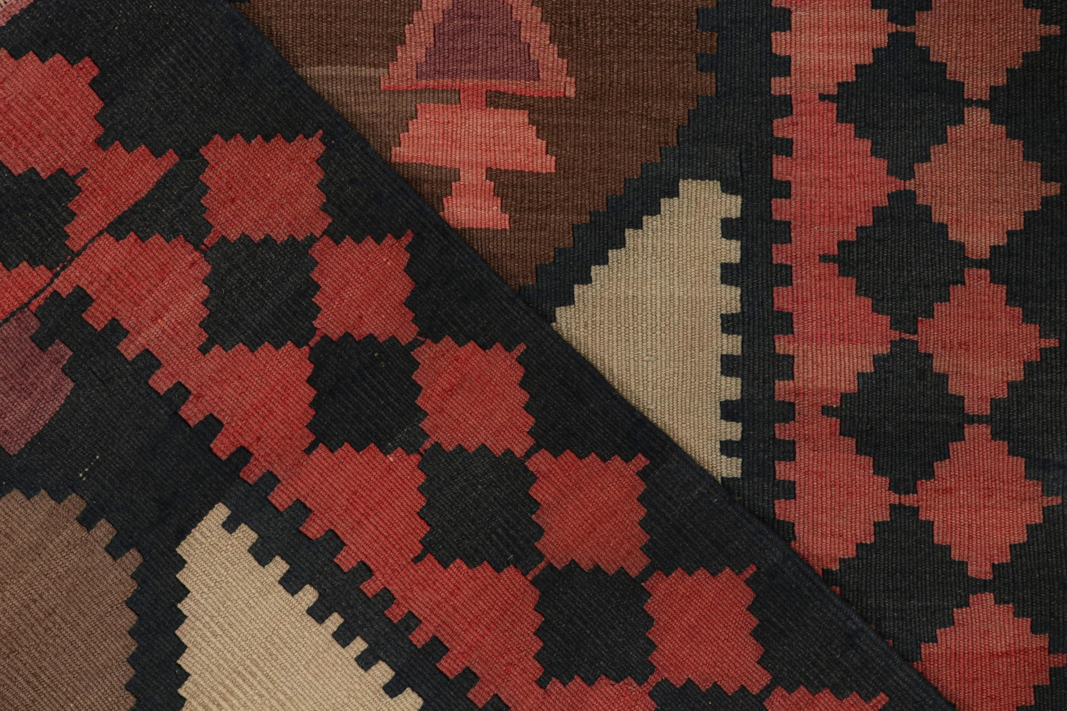 Vintage Persian Kilim in Red, Black and Brown Geometric Patterns by Rug & Kilim